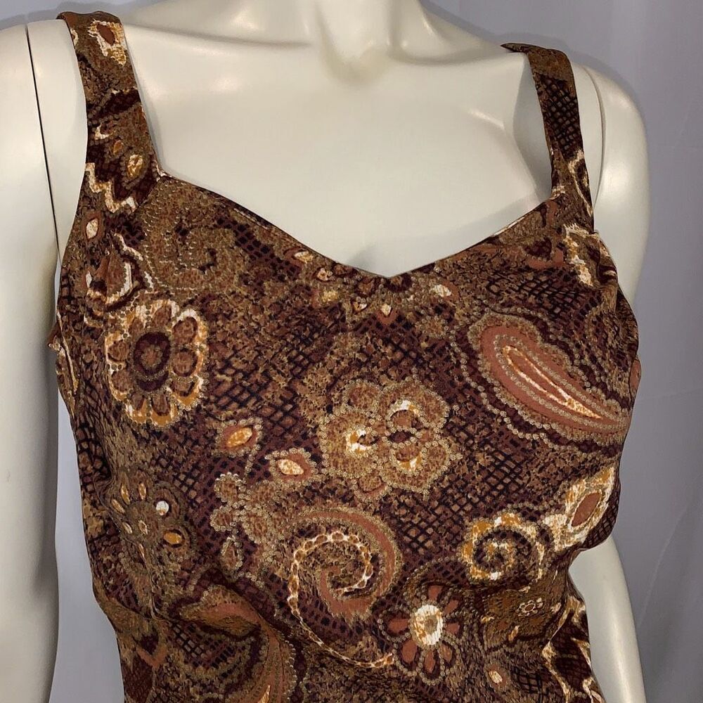 Vintage Maxine Women's Paisley Sleeveless Print Swimsuit Brown Gold Size 14 - Picture 12 of 16